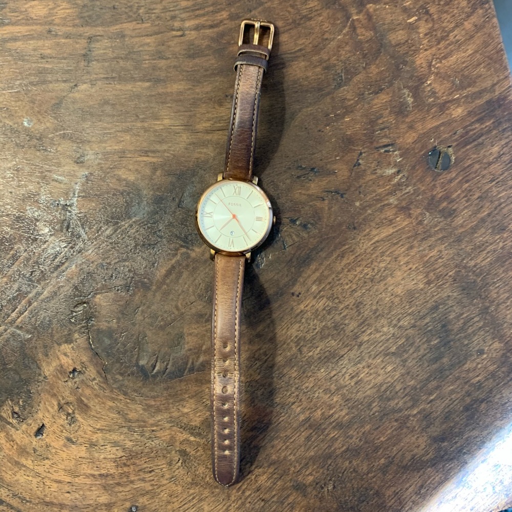Fossil Gold and Leather Watch